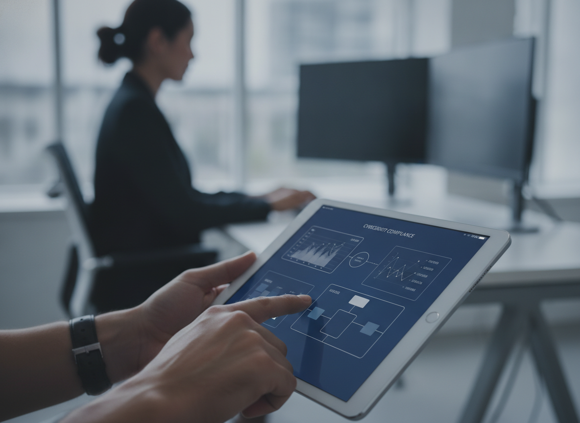 Evaluating cybersecurity compliance documents on a tablet