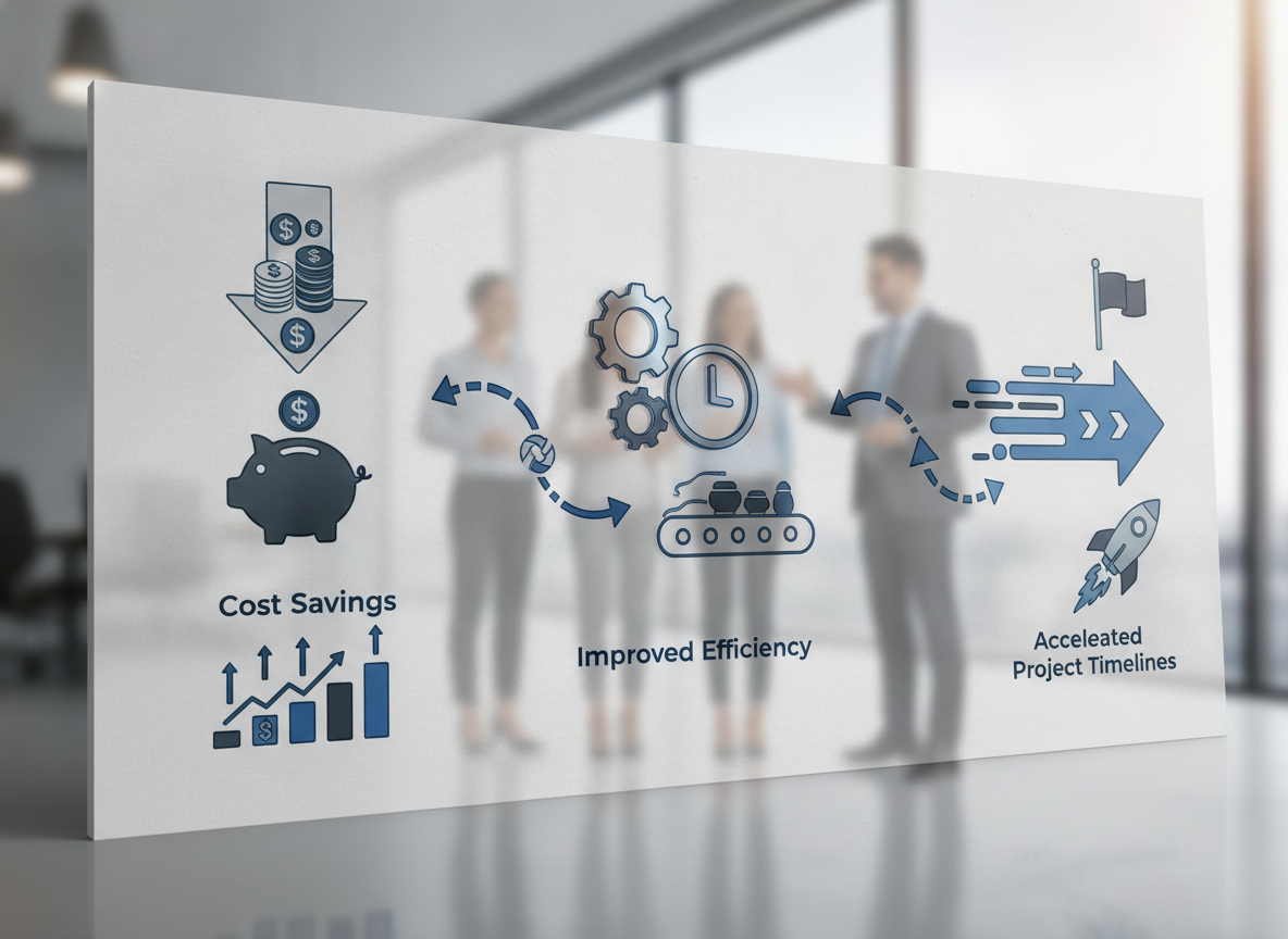 Infographic showing cost savings and efficiency gains with nearshore IT staff augmentation.