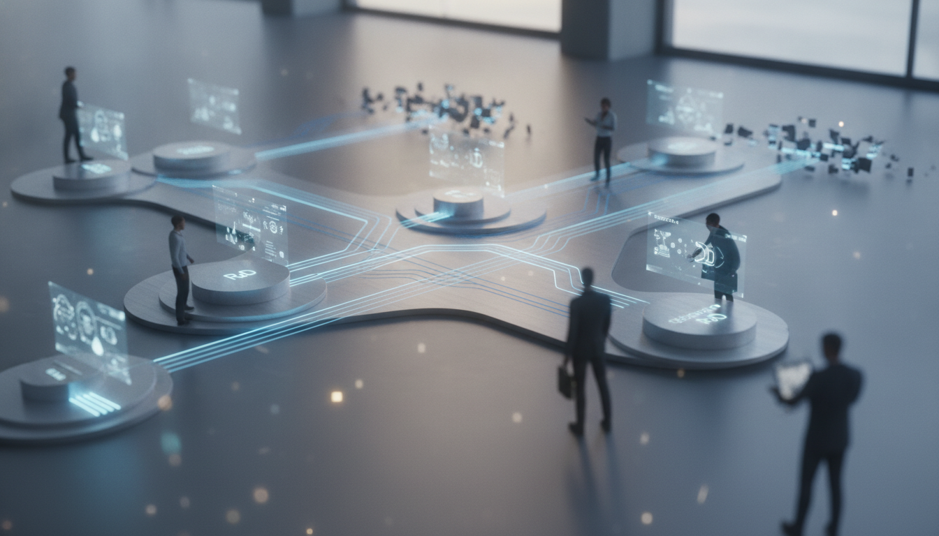 Abstract visualization of data integration and streamlined business processes through BPO
